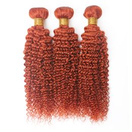 Ishow Virgin Hair Weave Extensions 8-28inch For Women #350 Orange Ginger Colour Remy Human Hair Bundles Kinky Curly