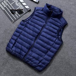 Men's Down Stand Collar Vest Coat Men's Winter Clothing Durable And Versatile Zipper White Duck Jackets Long Padding Man