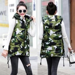 Women's Vests Autumn Winter Women Puffer Jacket Vest Thick Cotton Sleeveless Waistcoat Coats Zipper Hooded Collar Plus Size 220928