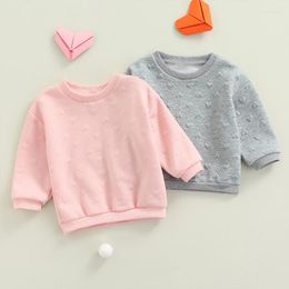 Hoodies Cute Toddler Baby Girls Boys Sweatshirt Tops Heart Classic Kids Round Neck Casual Style Solid Spring Clothing Pullover
