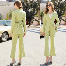 Women's Two Piece Pants Elegant Women Blazer Suit Pocket Lace Up Back Designed Jacket 2 Pieces Set Loose Streetwear Office Lady Coat