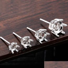 Jewellery Settings 6 Claws Zircon Stud Earrings 925 Sterling Sier Earring Diy For Women4 Sizes Girl Gift Pair/Lot Drop Delivery 2021 Jew Dh5Wc