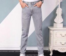 Men's Jeans classic Mens fashion brand hip-hop denim pants high-quality zipper High washing fabric soft elastic Letter emblem embroidery trousers A003