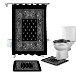 Shower Curtains Bathroom Curtain And Rug Sets Bandana Pattern Toilet Lid Cover Bath Mat Waterproof Set