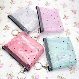 300pcs Coin Purses Lady PVC Transparent Love Prints Solid Short Wallet