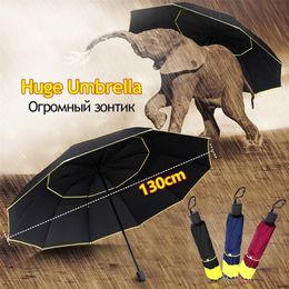 Umbrellas Big Top Quality Umbrella Windproof 3 Floding Double Cloth Strong Family Fun Outdoor Parapluie Rainproof Sun-proof Large Parasol 220929