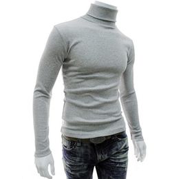 Mens Sweaters Long Sleeve Turtleneck Men Pullover Soft Solid Color Stretchy Knitted Shirt for Autumn Winter 220929