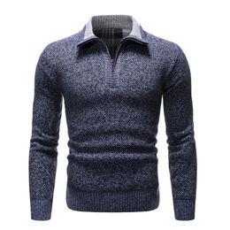 Mens Sweaters Clothes for Men Winter Casual Sweaters Men Autumn Half High Collar Zippers Warm Fleece Pullovers Mens Thick Warm Knitted Sweater 220929