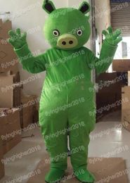 Halloween Green Pig Mascot Costume Cartoon Character Outfit Suit Christmas Carnival Adults Size Birthday Party Outdoor Outfit for Men Women