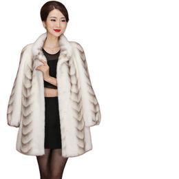 Europe Trend Fur Coat Autumn Winter Middle Age Women Outerwear Velvet Mid-length Soft Fur Clothing Mother Comfortable Outfit