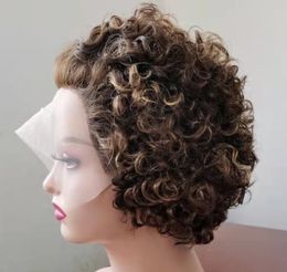 Human Wigs Curly Wig Hair Cover Short Brown Ombre Color