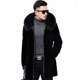 Men's Trench Coats Velvet Thickened Men's Jacket Autumn And Winter Warm Casual Imitation Fur Coat Mid-length