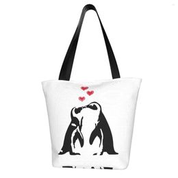 Duffel Bags Penguins In Love 6 Shopping Bag Aesthetic Cloth Outdoor Handbag Female Fashion