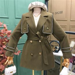 Women's Trench Coats Women's 2022 Autumn Waist Thinner Heavy Industry Navy Collar Coat Jacket 0926