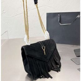 7A Quality Luxury Chain bag Velvet Bag Women Tassels Messenger Bags Flap Shoulder Bags Thread Clutch Purse Frosted Genuine Leather 2023