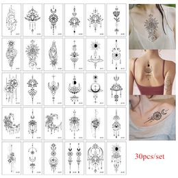 Impermeável Tatuagem Temporária Etiqueta Borboleta Lotus Lace Henna Flor  Flash Tatto Mulheres Homens Pintados À Mão Body Art Falso Tatuagens