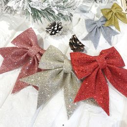 Christmas Bowknot Hangings Tree Ornament Door Xmas Decorative Bows for Wreath Garland Treetopper Indoor