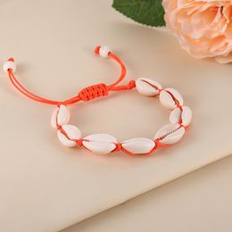 Link Bracelets Natural Puka Shell Orange String Chain On Hand Women Men Beach Hawaii Beads Bracelet Boho Unusual Years Jewellery