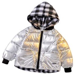New Children's Boys Down Jacket Coat Autumn Winter Outerwear Plaid Boys Waterpoof Hooded Zipper Coat kids Clothes