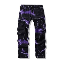 Men's Jeans Y2K Vintage Trousers Vibe Style Lightning Print Tie Dye Straight Hip Hop Retro Harajuku and Women's 220930