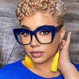 Sunglasses Frames CICIXI Glasses Frame Women Oversized Square Vintage Blue Clear Eyeglasses For Eyewear