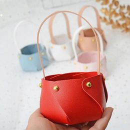 Gift Wrap Portable Velvet Candy Basket Cosmetic Packaging Leather Coin Purse Pouch Box Handbag Handle Bag Wedding Decor