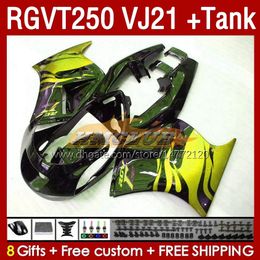 Fairings & Tank OEM For SUZUKI RGVT RGV 250CC 250 CC 1988-1989 Bodys 159No.182 RGV250 VJ21 SAPC RGVT250 RGV-250 88 89 RGVT-250 RGV-250CC 1988 1989 ABS Fairing golden flams