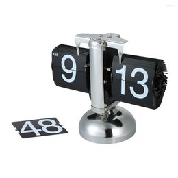 Table Clocks Digital Clock Home Decoration Small Scale Retro Flip Over Metal Internal Gear Operated Quartz Despertador