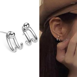 Stud Earrings Classic Vintage For Women Fashion Simple Double-line Light Bead Rear Hanging Earring 2022 Trend Party Jewellery Gift