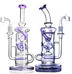 Tall purple Tree Glass Bongs Smoking Pipe Classic Brilliance Straight Tube Recycler Dab Rigs Water Pipes Bong 14mm