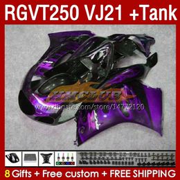 Fairings & Tank OEM For SUZUKI RGVT RGV 250CC 250 CC 1988-1989 Bodys 159No.164 RGV250 VJ21 SAPC RGVT250 RGV-250 88 89 RGVT-250 RGV-250CC 1988 1989 ABS Fairing flames purple