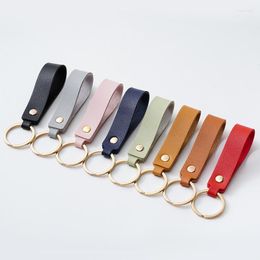 Keychains 8 Colours Men PU Leather Keychain Casual Unisex Business Strap Lanyard Car Key Chain Organiser Ring