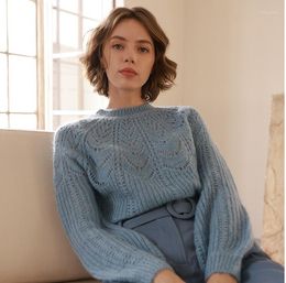 Women's Sweaters Women's Women Sweater 2022 Autumn And Winter Mohair Pullover Temperament Chain Link Lantern Sleeve Top