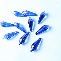 glass parts UK - Chandelier Crystal 20pcs lot 36mm Light Blue Icicle Drop Prism Parts Glass Hanging Pendant For Lamp Decoration Free Rings