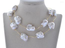 Chains Z10423 50" 25mm White Baroque Keshi Reborn Pearl Necklace