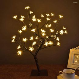 Strings LED Cherry Blossom Tree Branches Light Table Night Lamps 24/36/48leds Flower Lantern For Wedding Festival Party Bedroom Decor