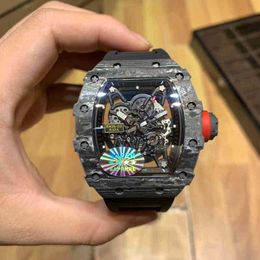 Watches Wristwatch Designer Richa Milles Hollowed Out Carbon Fibre Technology Atmosphere Tide Mens Automatic Mechanical Watch Light Sportsia