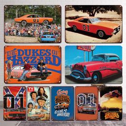 Retro Nostalgia The Dukes Of Hazzard Metal Painting Art Poster Plate Tin Sign Vintage Car Stickers Iron Painting Home Garage Decor Plaque w42 30X20CM 1602