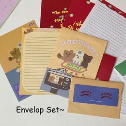 Gift Wrap SKYSONIC Bear Envelope Letter Sticker Set Cute Romantic Birthday Greeting Card Love Korean Ins Kawaii Papers