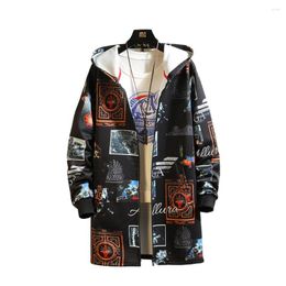 Men's Jackets Autumn And Winter Large Size Men's Jacket Student Mid-length Hooded Windbreaker Fashion Printing