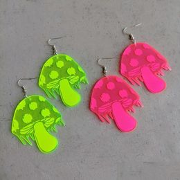 Dangle Chandelier Dangle Chandelier Acrylic Fashion Hipster Mushroom Earrings Fluorescent Green Pink Party Entertainmen Mjfashion Dhxmz