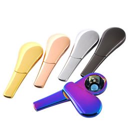 Lowest Fast Smoking Accessories Metal Smoking Hand Spoon Pipe Stock 8 Colors Custom Logo FY3657 930