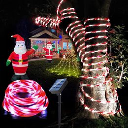 Solar Candy Colour Tube Lighting String Outdoor Garden Christmas Day Decorative PVC House Lights String 7M 12M