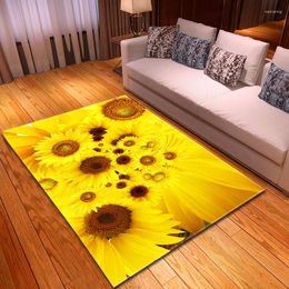 Carpets Sunflower 3D Carpet Living Room Area Rug Romantic Florals Parlour Bedroom Children Play Mat Flanenl Soft Kitchen Bedside Rugs