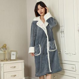 Men's Sleepwear Couple Bathrobe Women&Men Coral Fleece Robe Nightgown Loose Casual Nightwear Intimate Lingerie Winter Home Dress