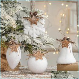 Party Decoration Dia 80Mm White Christmas Ball Snowflake Water Drop Bell Tree Decor Ornaments Hanging Pendants Gift Balls Delivery 20 Dhok5