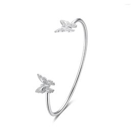 Bangle Top Quality Woman Fashion Jewelry Butterfly Design For OL Real 925 Sterling Silver Lady Bangles Adjustable Sizes