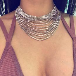 Choker Multi-layer Crystal Rhinestone For Women Collier Femme Jewellery Collares Chocker Gold Silver Colour Necklace