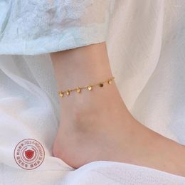 Anklets European And American Ins Jewellery Legchain Disc Tassel Anklet Titanium Steel 18K Gold Beach Bracelet