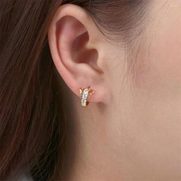 Hoop Earrings Butterfly Micro-Inlaid Zircon Copper Gold Plated Piercing Cartilage Clip Elegant Fashion Women Party Gift